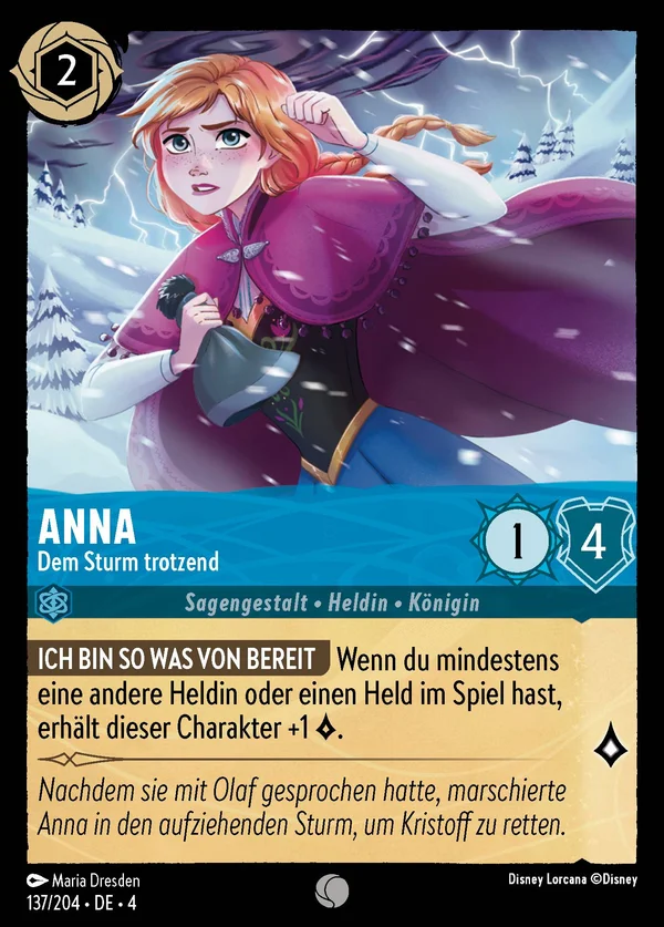 Anna - Dem Sturm trotzend — Disney Lorcana Charakter card from Ursula's Return