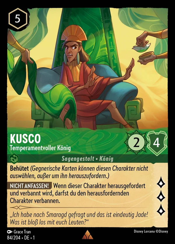 Kusco - Temperamentvoller König — Disney Lorcana Charakter card from The First Chapter