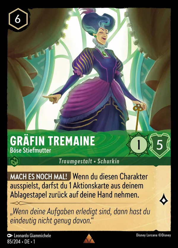 Gräfin Tremaine - Böse Stiefmutter — Disney Lorcana Charakter card from The First Chapter