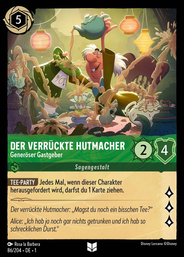 Der verrückte Hutmacher - Generöser Gastgeber — Disney Lorcana Charakter card from The First Chapter