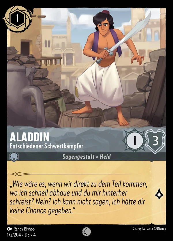 Aladdin - Entschiedener Schwertkämpfer — Disney Lorcana Charakter card from Ursula's Return