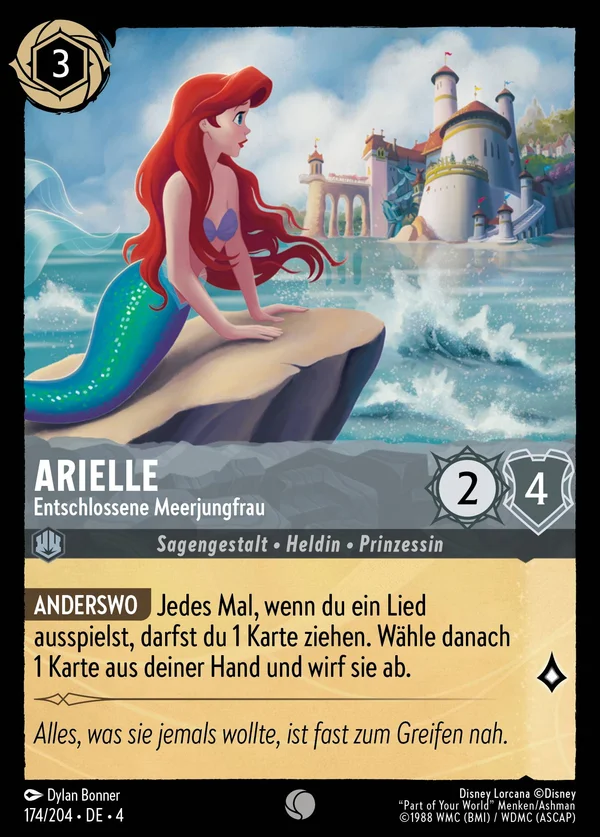 Arielle - Entschlossene Meerjungfrau — Disney Lorcana Charakter card from Ursula's Return