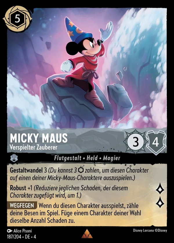 Micky Maus - Verspielter Zauberer — Disney Lorcana Charakter card from Ursula's Return