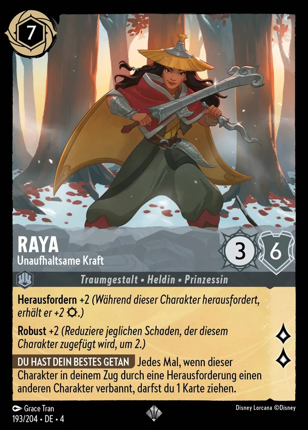 Raya - Unaufhaltsame Kraft — Disney Lorcana Charakter card from Ursula's Return