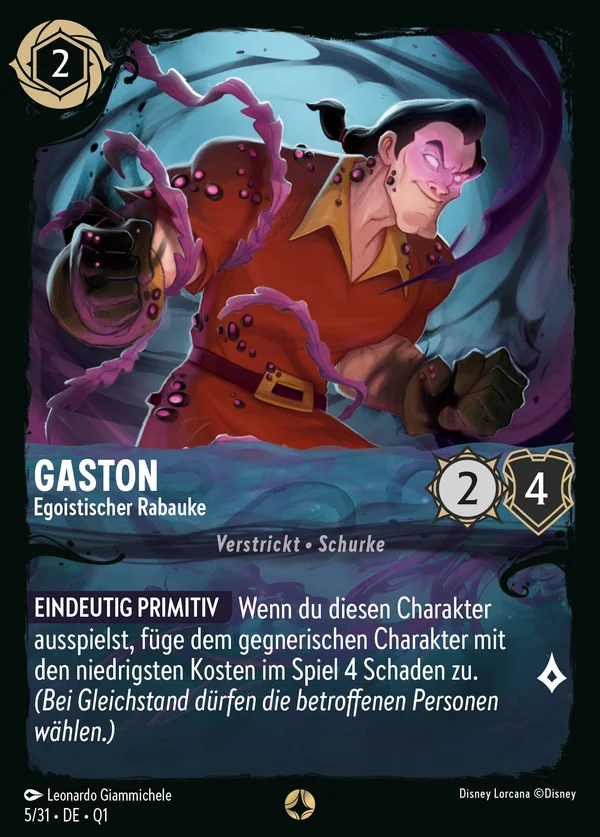 Gaston - Egoistischer Rabauke — Disney Lorcana Charakter card from Illumineer's Quest: Deep Trouble