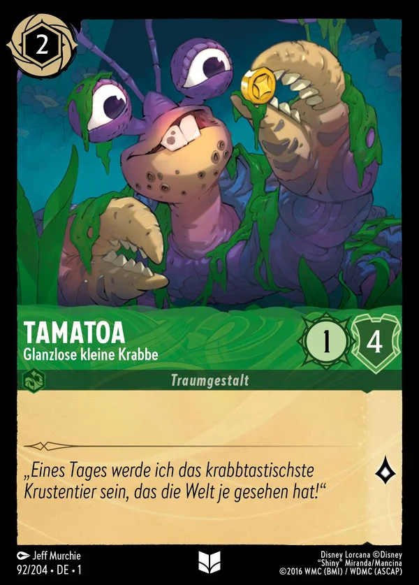 Tamatoa - Glanzlose kleine Krabbe — Disney Lorcana Charakter card from The First Chapter