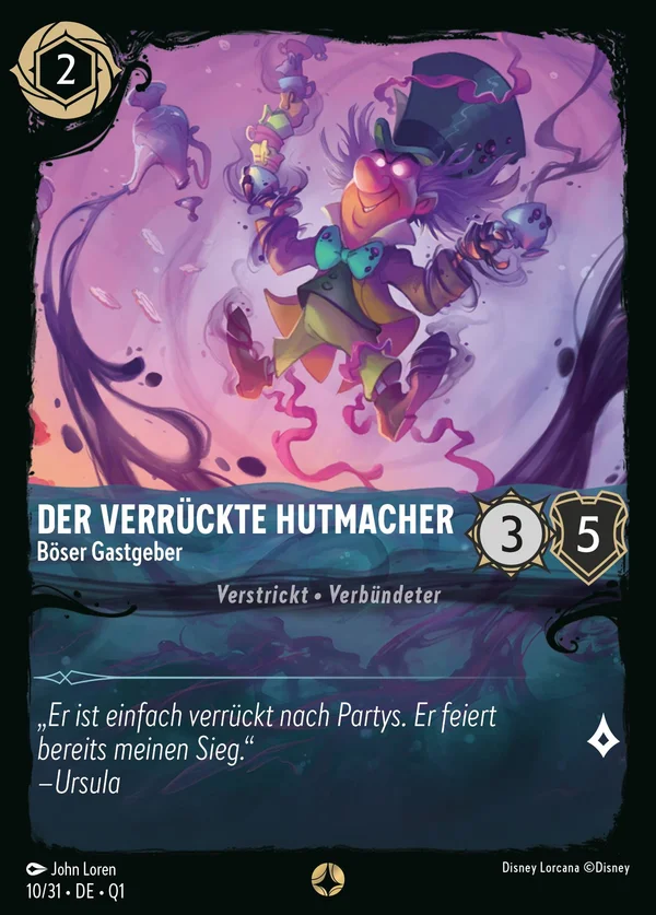 Der verrückte Hutmacher - Böser Gastgeber — Disney Lorcana Charakter card from Illumineer's Quest: Deep Trouble