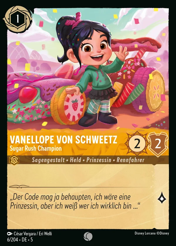 Vanellope von Schweetz - Sugar Rush Champion — Disney Lorcana Charakter card from Shimmering Skies
