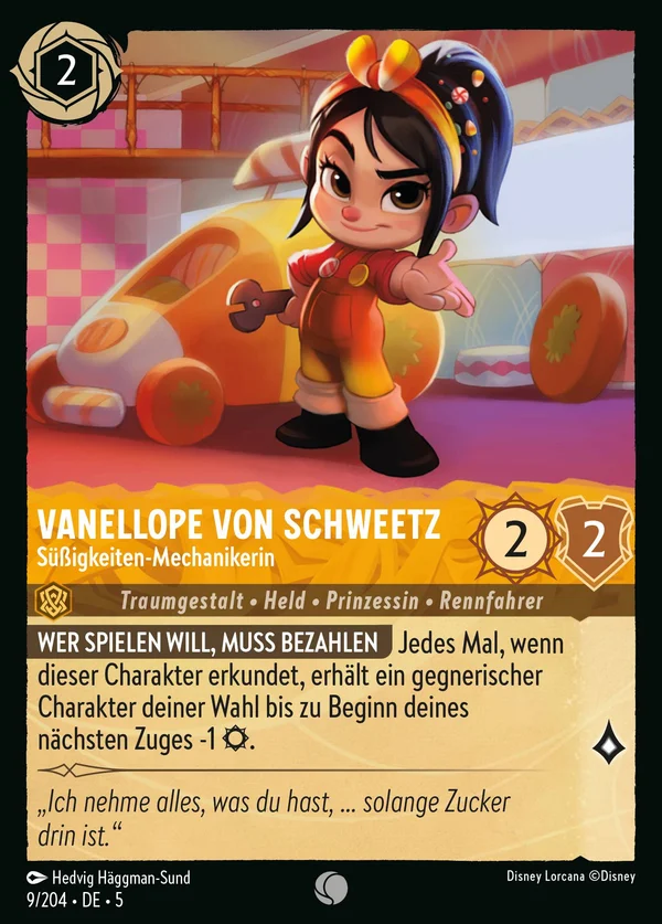 Vanellope von Schweetz - Süßigkeiten-Mechanikerin — Disney Lorcana Charakter card from Shimmering Skies