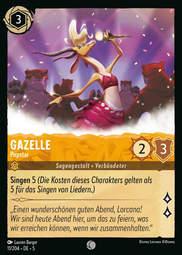 Gazelle - Popstar — Disney Lorcana Charakter card from Shimmering Skies