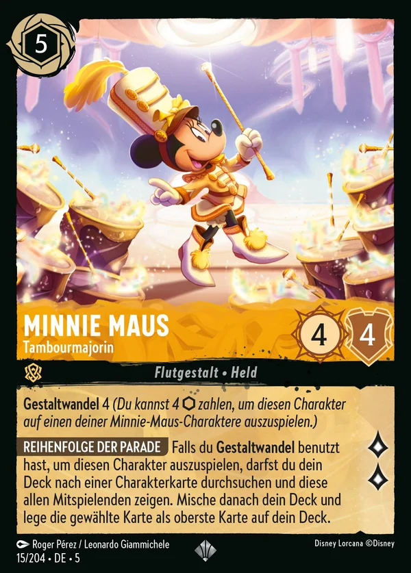 Minnie Maus - Tambourmajorin — Disney Lorcana Charakter card from Shimmering Skies