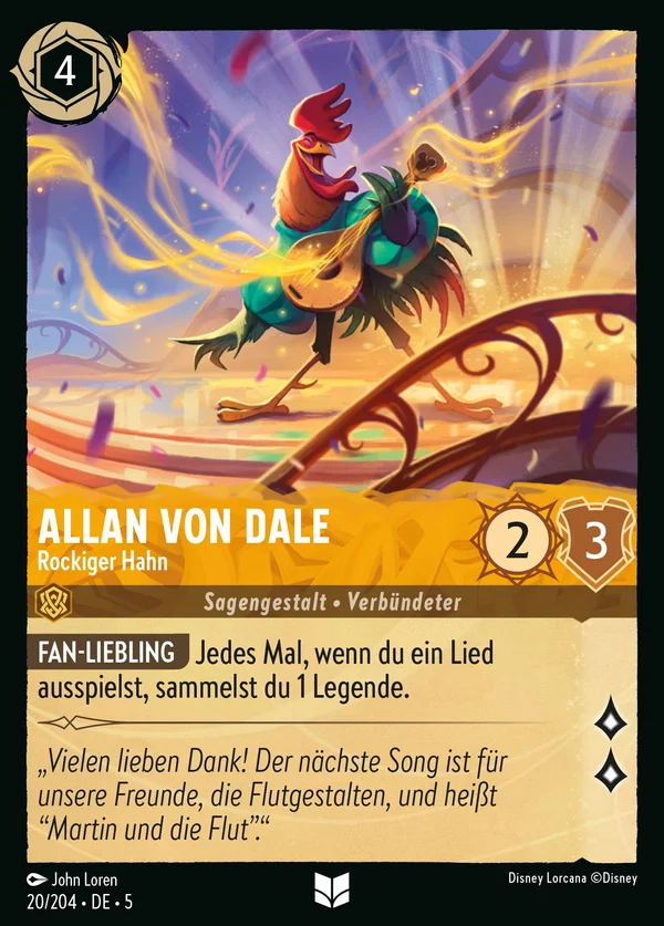Allan von Dale - Rockiger Hahn — Disney Lorcana Charakter card from Shimmering Skies