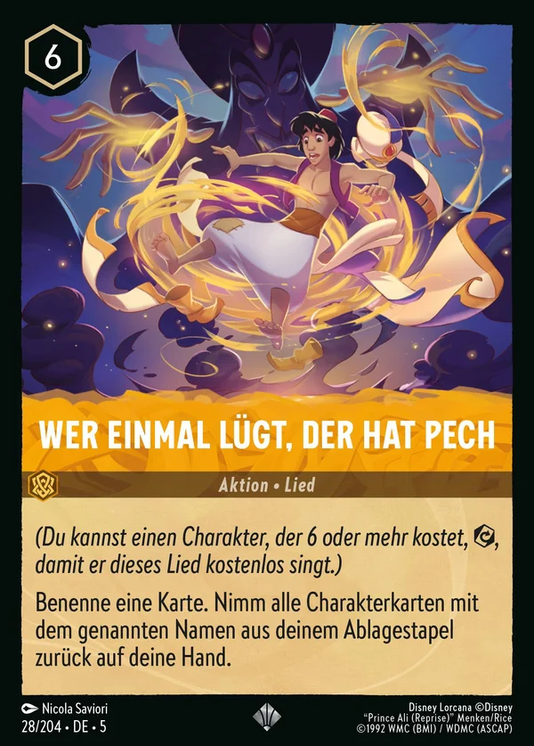 Wer einmal lügt, der hat Pech — Disney Lorcana Aktion card from Shimmering Skies