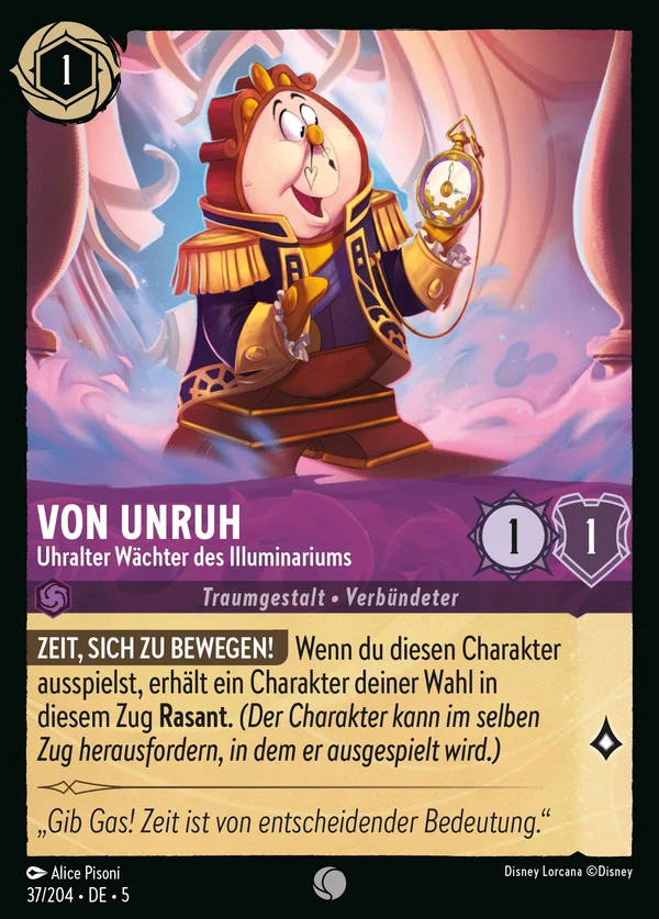 Von Unruh - Uhralter Wächter des Illuminariums — Disney Lorcana Charakter card from Shimmering Skies