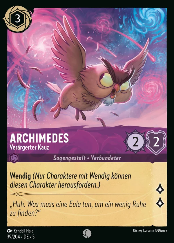 Archimedes - Verärgerter Kauz — Disney Lorcana Charakter card from Shimmering Skies