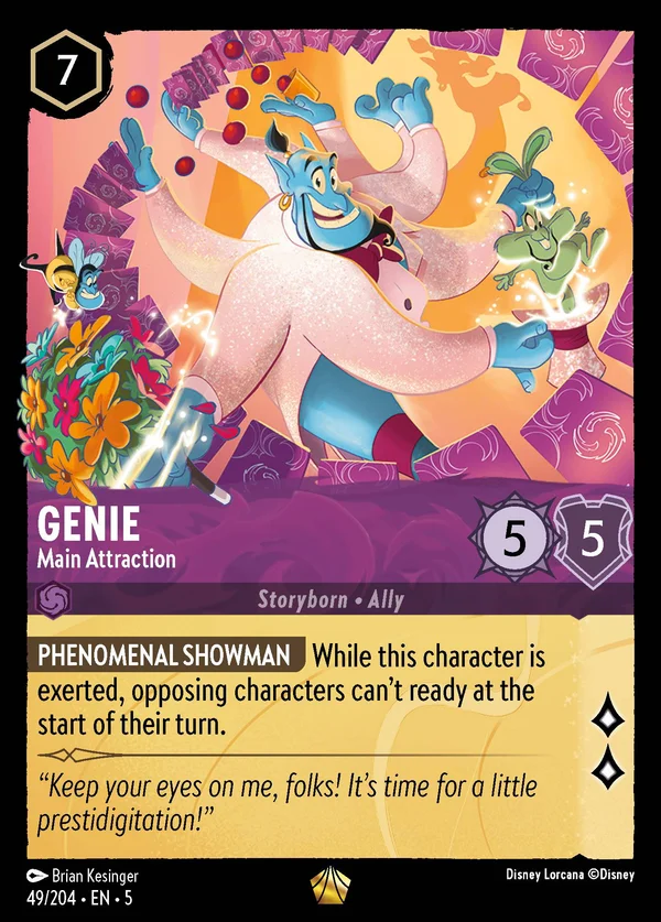 Genie - Main Attraction — Disney Lorcana Character card from Shimmering Skies