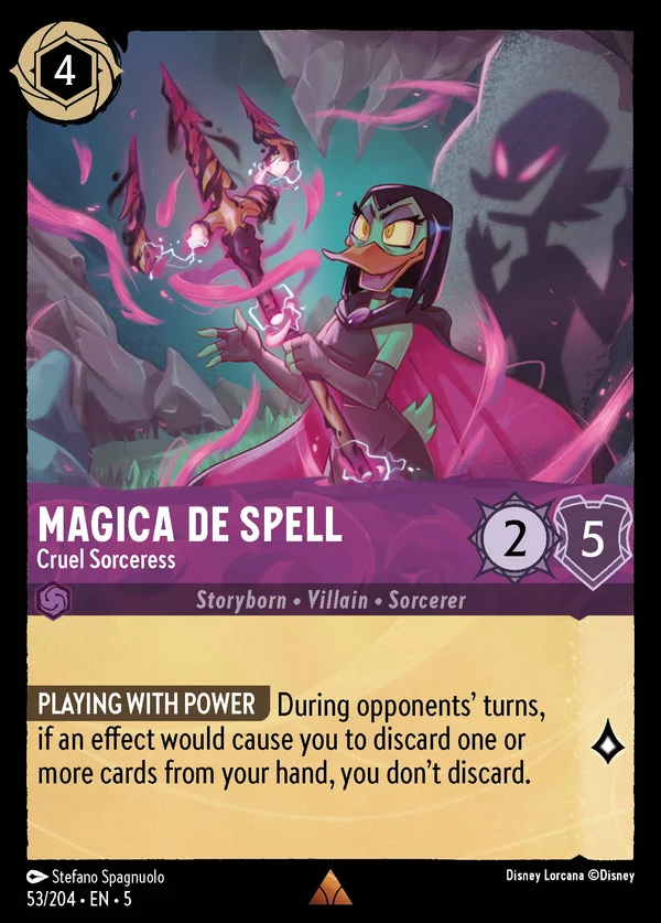 Magica De Spell - Cruel Sorceress — Disney Lorcana Character card from Shimmering Skies