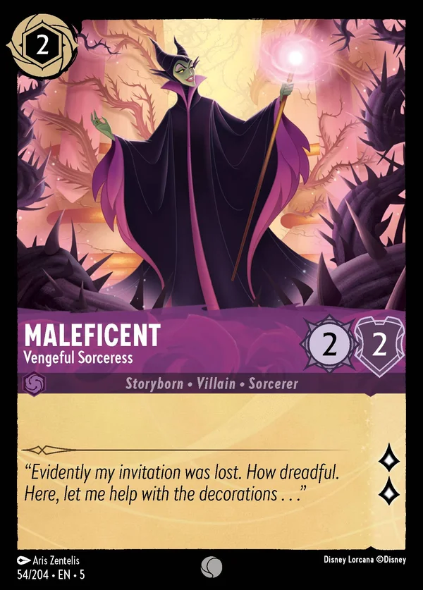 Maleficent - Vengeful Sorceress — Disney Lorcana Character card from Shimmering Skies