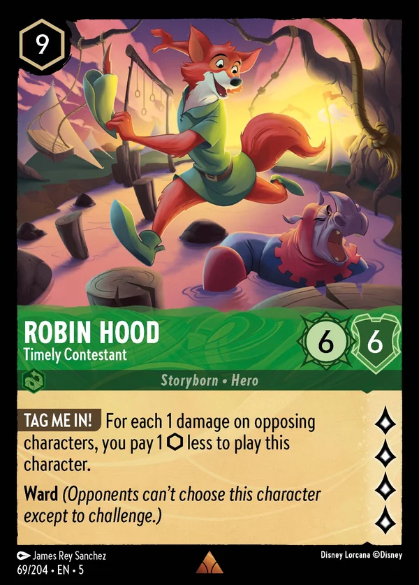 Robin Hood - Timely Contestant — Disney Lorcana Character card from Shimmering Skies