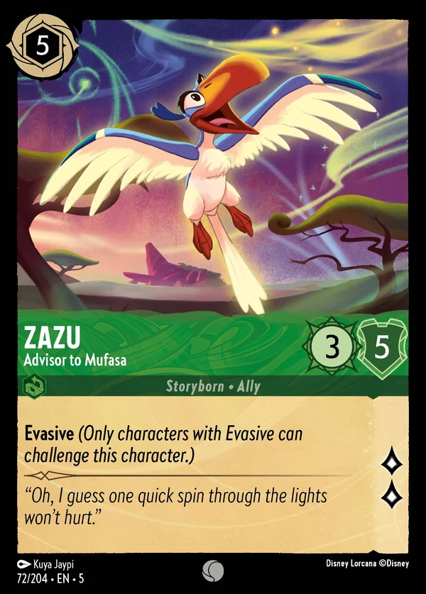 Zazu - Advisor to Mufasa — Disney Lorcana Character card from Shimmering Skies
