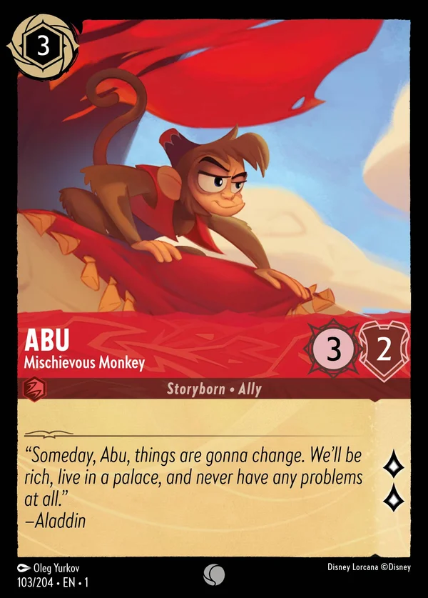 Abu - Mischievous Monkey — Disney Lorcana Character card from The First Chapter