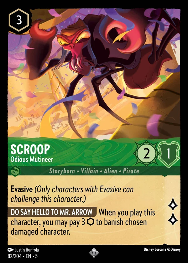 Scroop - Odious Mutineer — Disney Lorcana Character card from Shimmering Skies