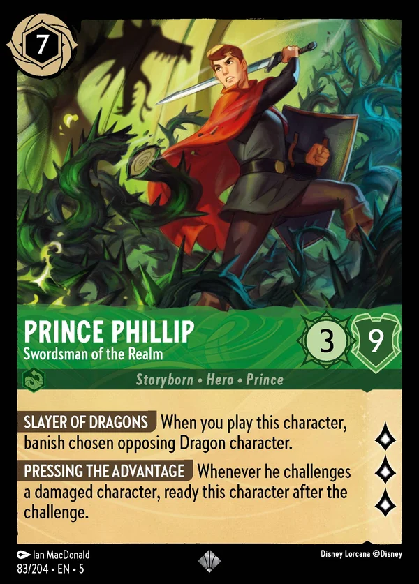 Prince Phillip - Swordsman of the Realm — Disney Lorcana Character card from Shimmering Skies