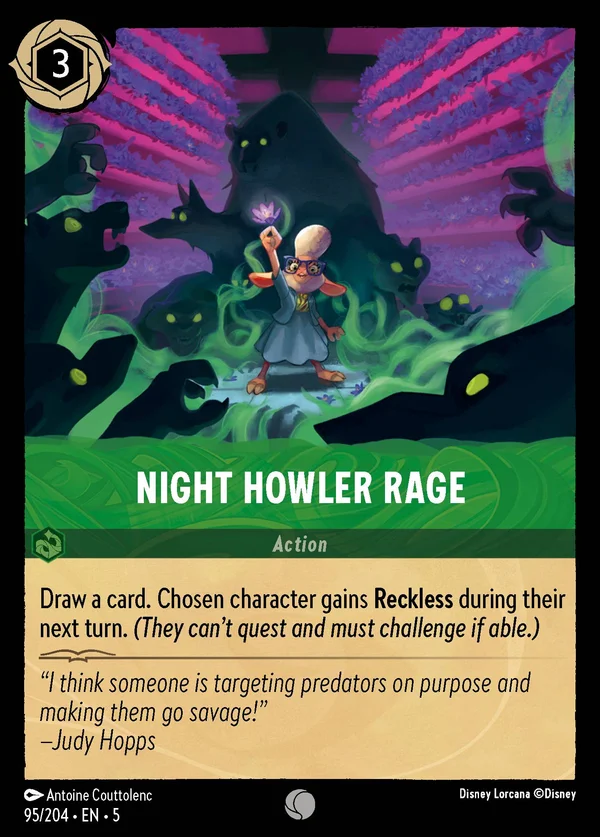 Night Howler Rage — Disney Lorcana Action card from Shimmering Skies