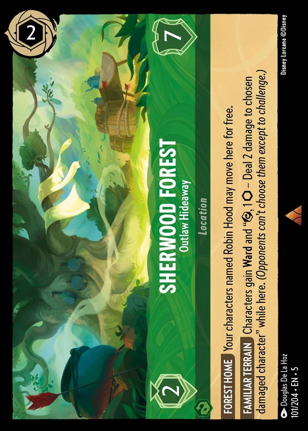 Sherwood Forest - Outlaw Hideaway — Disney Lorcana Location card from Shimmering Skies