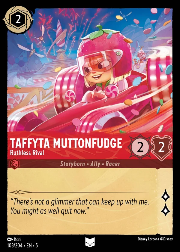 Taffyta Muttonfudge - Ruthless Rival — Disney Lorcana Character card from Shimmering Skies