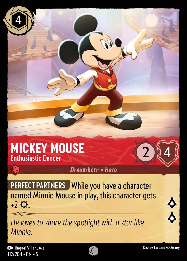 Mickey Mouse - Enthusiastic Dancer — Disney Lorcana Character card from Shimmering Skies