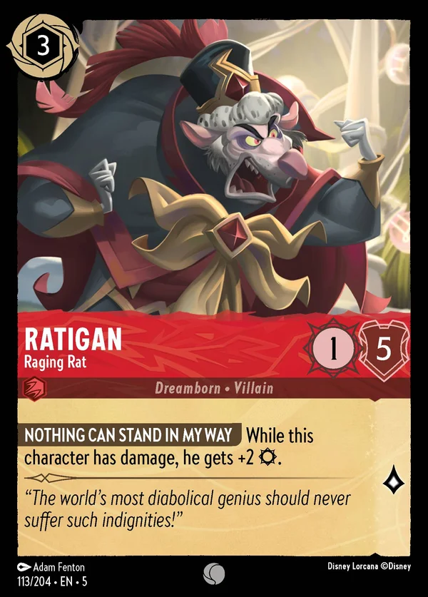 Ratigan - Raging Rat — Disney Lorcana Character card from Shimmering Skies