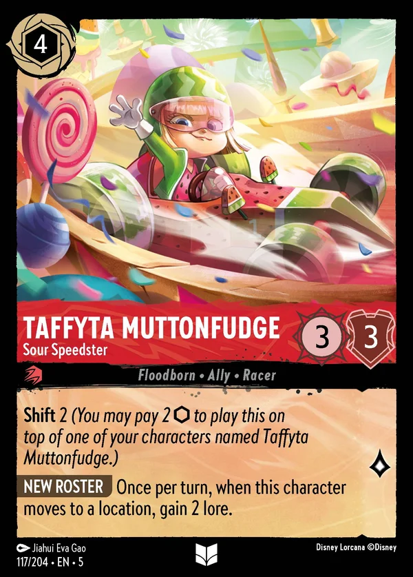 Taffyta Muttonfudge - Sour Speedster — Disney Lorcana Character card from Shimmering Skies
