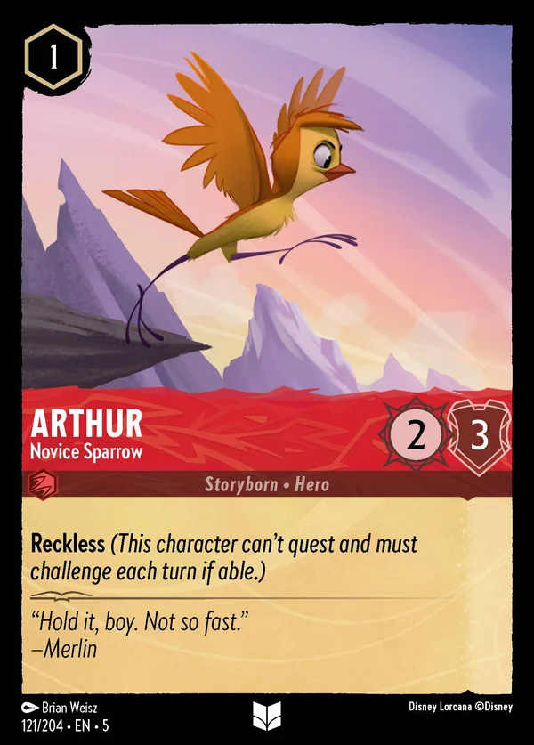 Arthur - Novice Sparrow — Disney Lorcana Character card from Shimmering Skies
