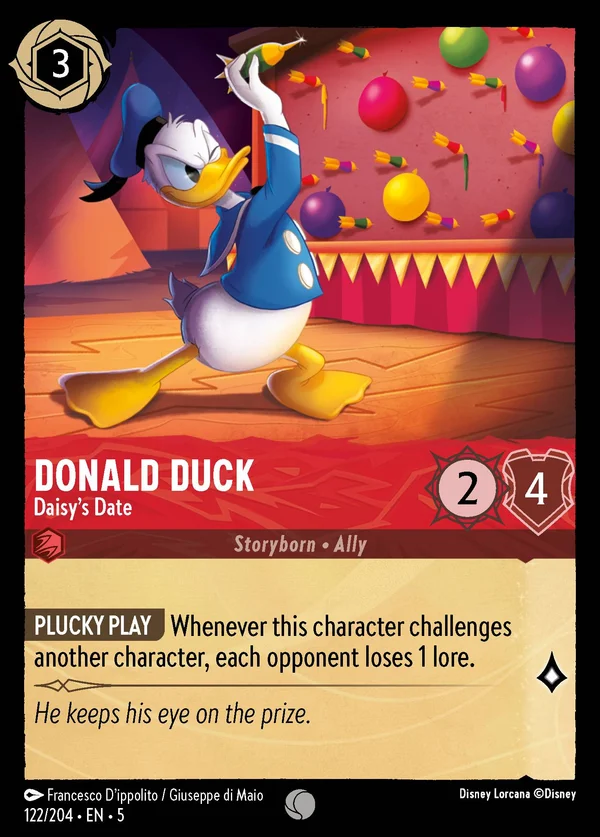Donald Duck - Daisy's Date — Disney Lorcana Character card from Shimmering Skies