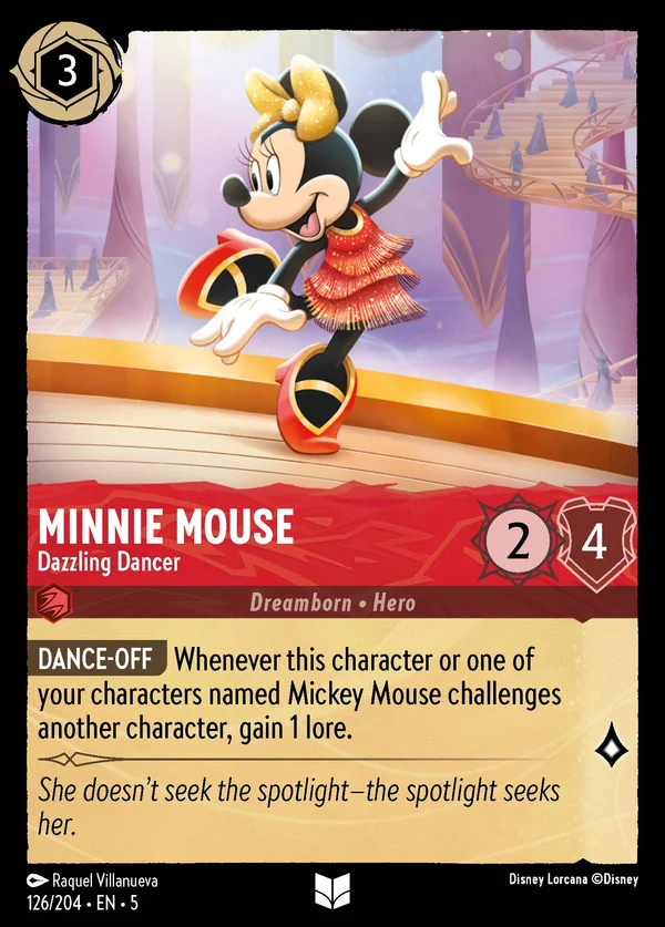 Minnie Mouse - Dazzling Dancer — Disney Lorcana Character card from Shimmering Skies