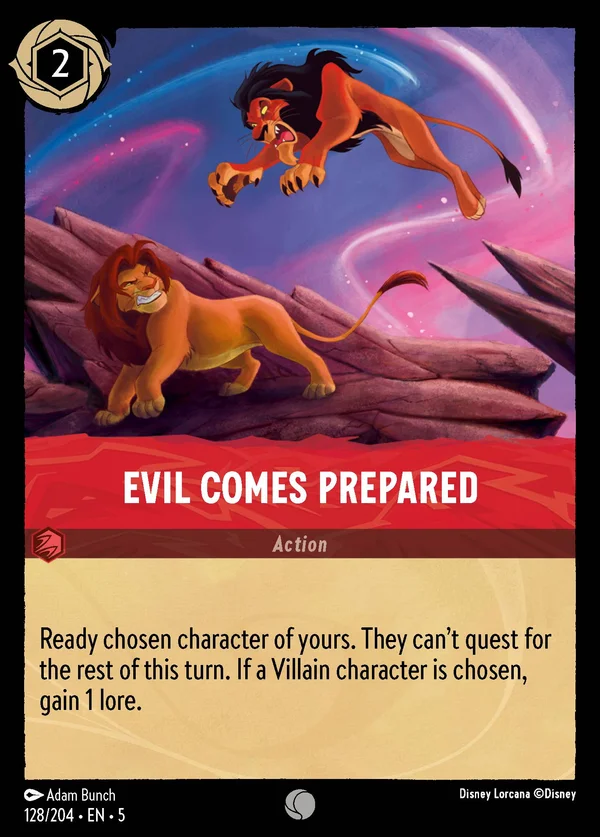 Evil Comes Prepared — Disney Lorcana Action card from Shimmering Skies