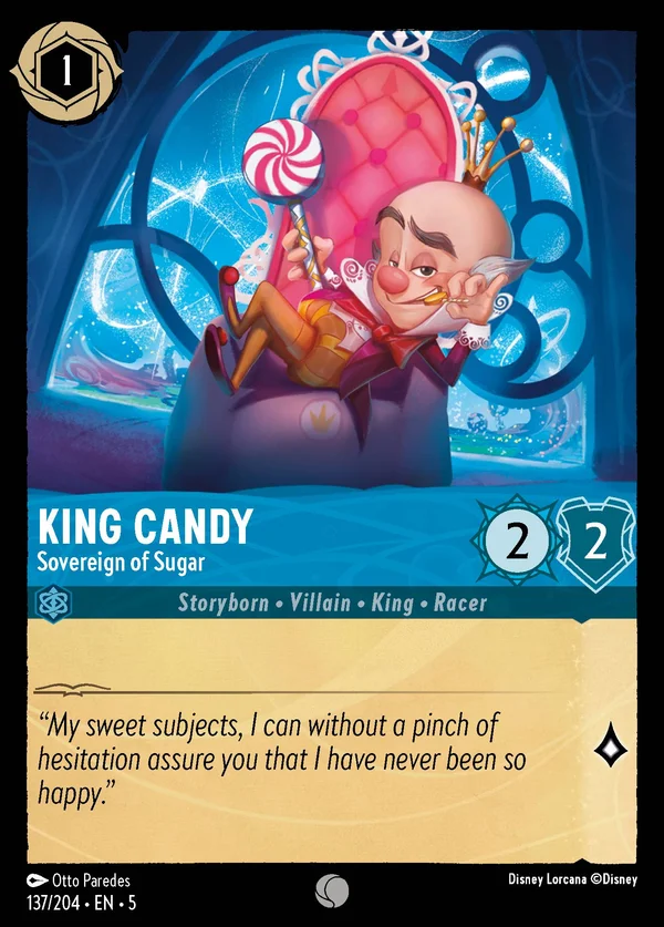 King Candy - Sovereign of Sugar — Disney Lorcana Character card from Shimmering Skies