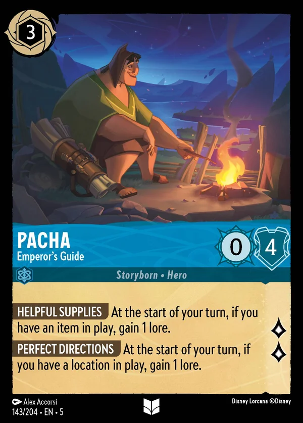 Pacha - Emperor's Guide — Disney Lorcana Character card from Shimmering Skies