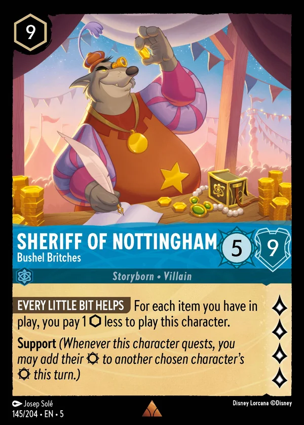 Sheriff of Nottingham - Bushel Britches — Disney Lorcana Character card from Shimmering Skies