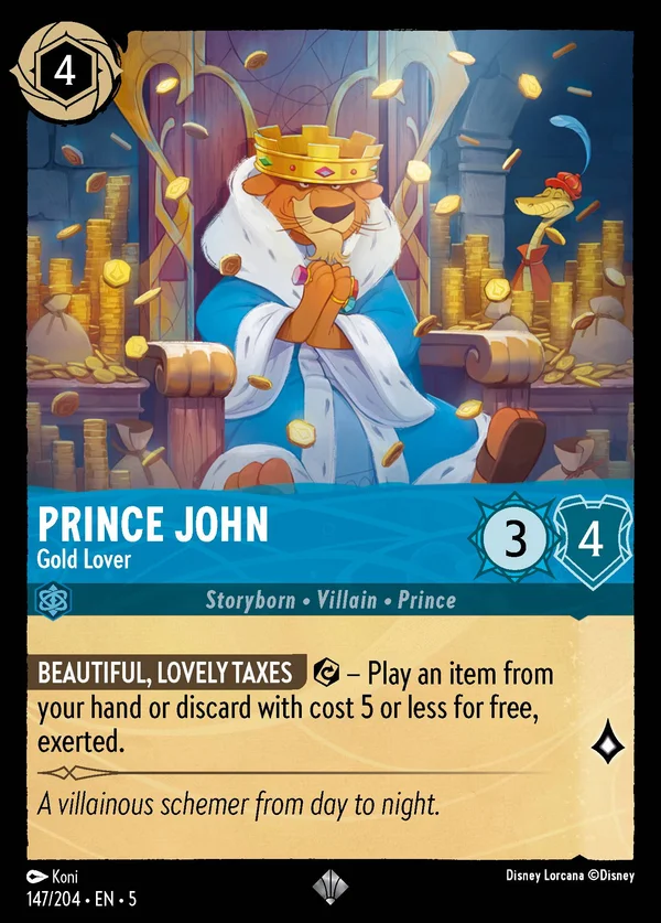 Prince John - Gold Lover — Disney Lorcana Character card from Shimmering Skies