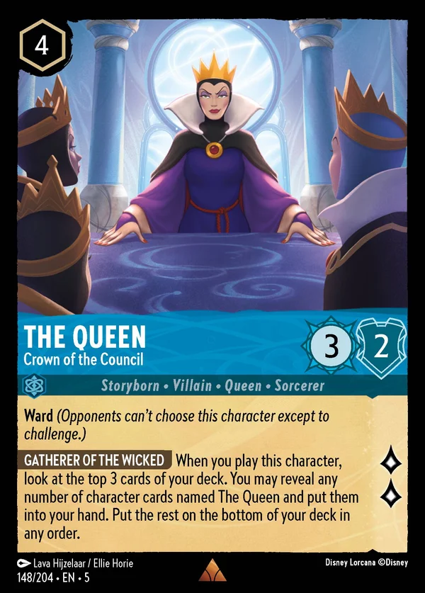The Queen - Crown of the Council — Disney Lorcana Character card from Shimmering Skies