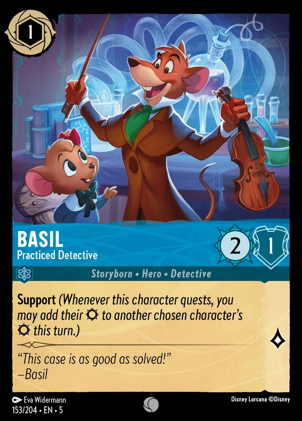 Basil - Practiced Detective — Disney Lorcana Character card from Shimmering Skies