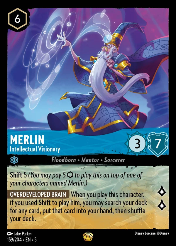 Merlin - Intellectual Visionary — Disney Lorcana Character card from Shimmering Skies