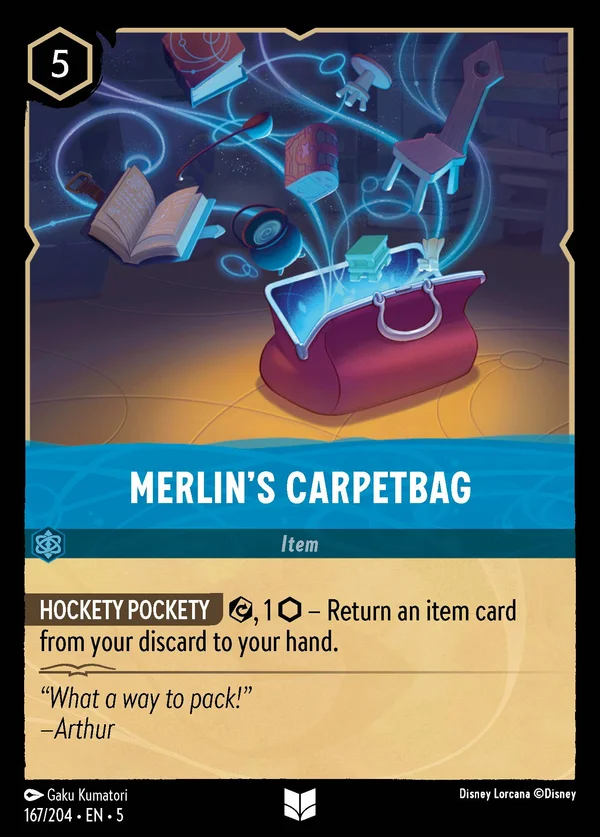Merlin's Carpetbag — Disney Lorcana Item card from Shimmering Skies