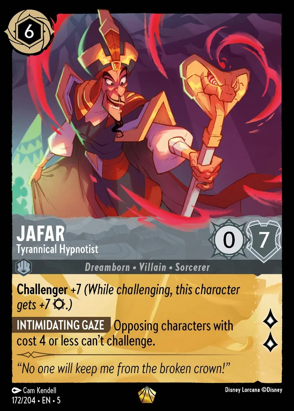 Jafar - Tyrannical Hypnotist — Disney Lorcana Character card from Shimmering Skies