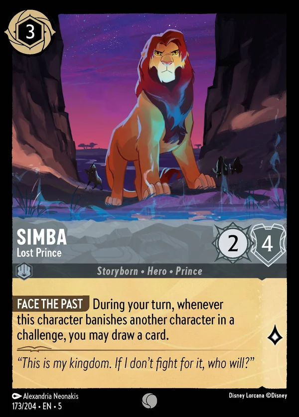 Simba - Lost Prince — Disney Lorcana Character card from Shimmering Skies