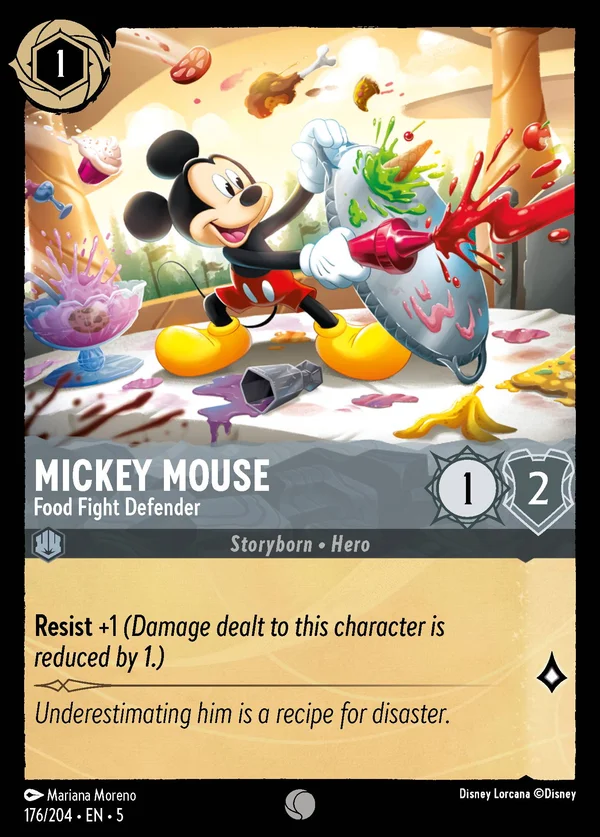 Mickey Mouse - Food Fight Defender — Disney Lorcana Character card from Shimmering Skies