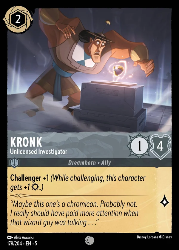 Kronk - Unlicensed Investigator — Disney Lorcana Character card from Shimmering Skies
