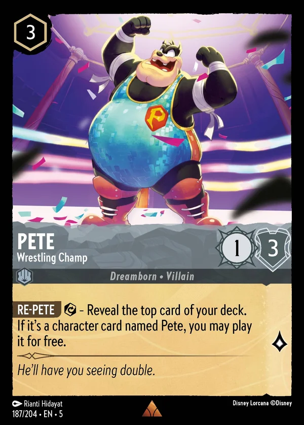 Pete - Wrestling Champ — Disney Lorcana Character card from Shimmering Skies